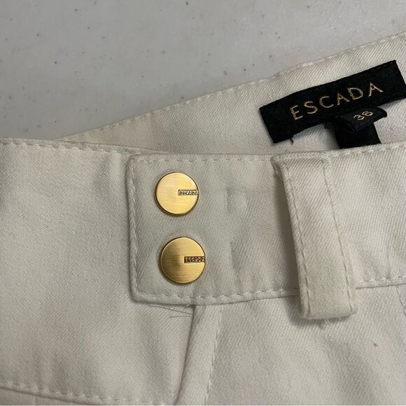ESCADA WHITE MIDRISE SLIM ANKLE TROUSER PANTS,‎ zipped hems size 36 / small - Picture 10 of 13